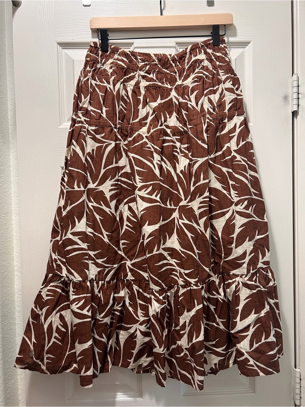 🌊☀️🏄🏽♀️Roxy Linen Leaf-Print Tiered Maxi Skirt☀️🌊🌴